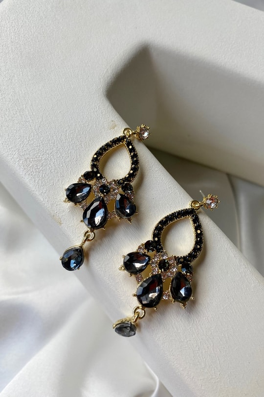 Su Damlası Luxury Küpe Siyah