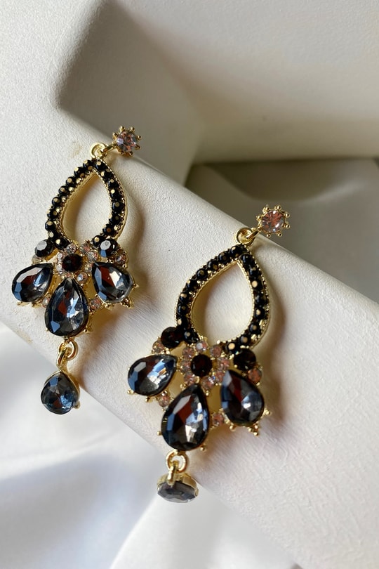 Su Damlası Luxury Küpe Siyah