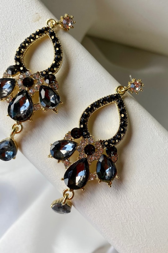 Su Damlası Luxury Küpe Siyah
