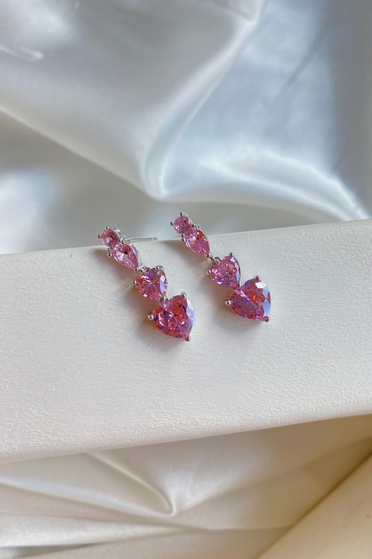 Su Yolu Kalp Küpe Pembe
