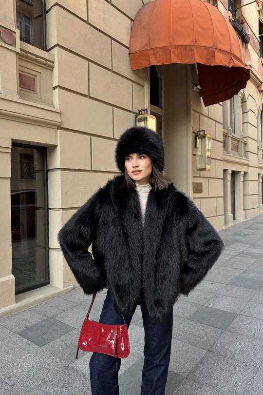 Luxury Suni Kürk Siyah