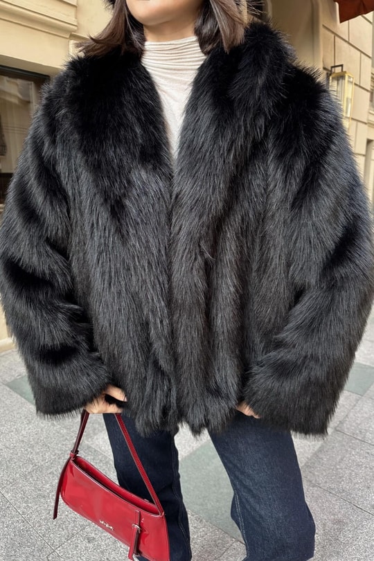 Luxury Suni Kürk Siyah