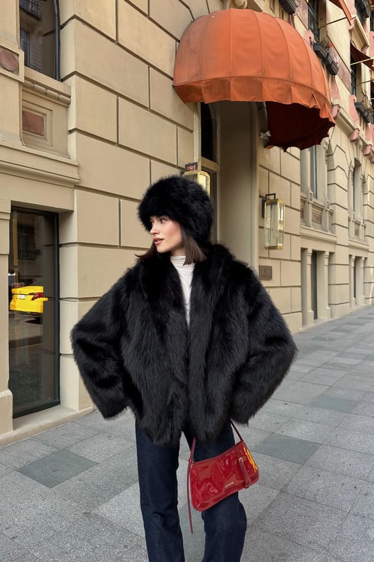 Luxury Suni Kürk Siyah