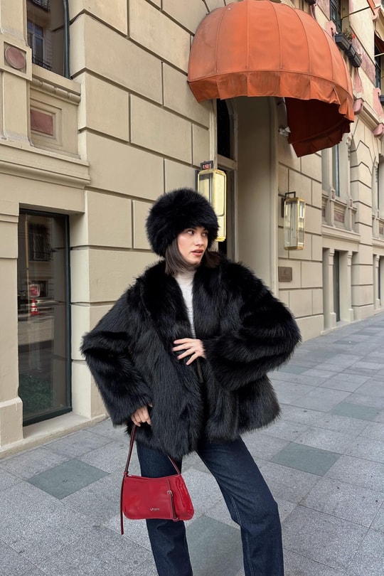 Luxury Suni Kürk Siyah