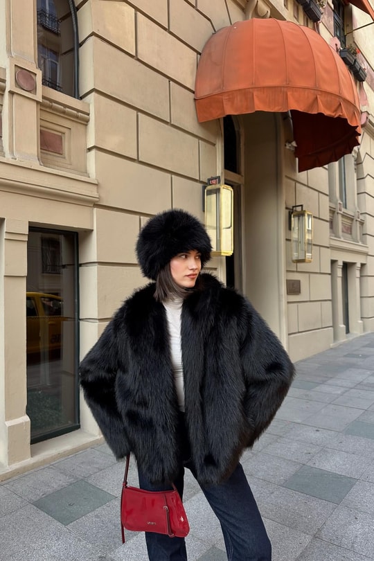 Luxury Suni Kürk Siyah