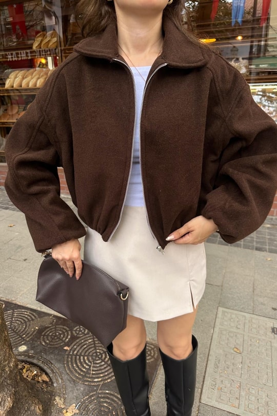 Bel Lastik Bomber Mont Acı Kahve
