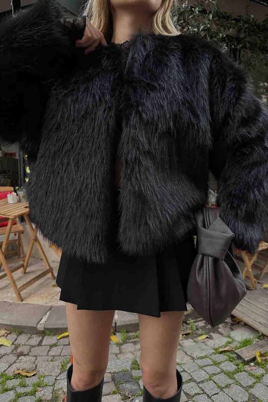Chic Suni Kürk Siyah