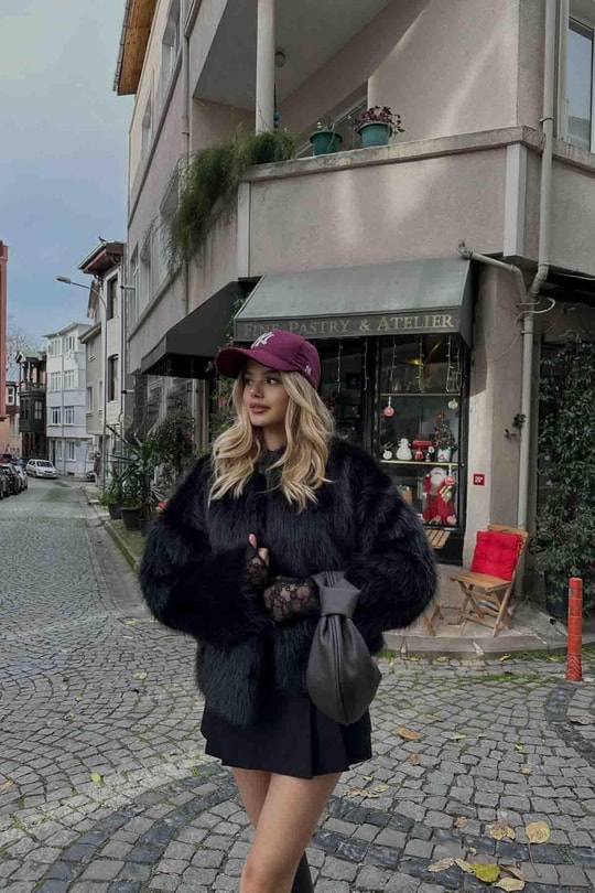 Chic Suni Kürk Siyah