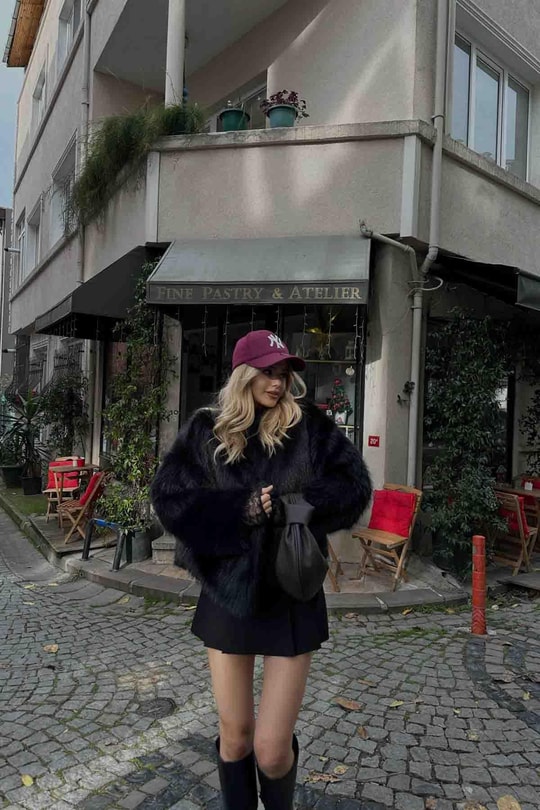 Chic Suni Kürk Siyah