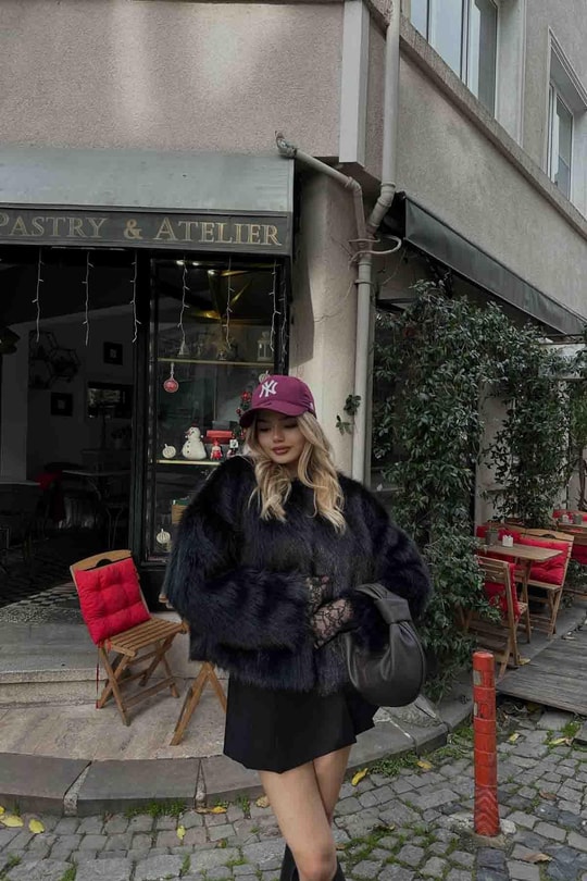 Chic Suni Kürk Siyah