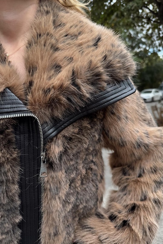 Fermuarlı Premium Kürk Camel