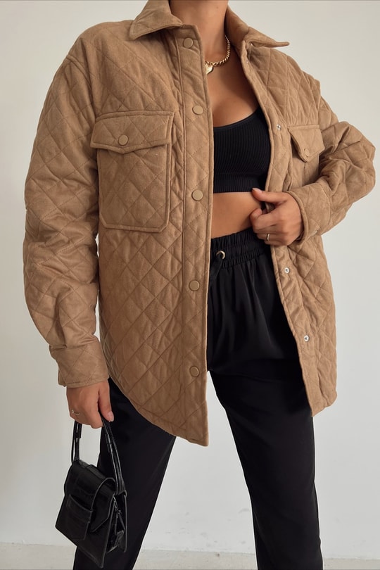 Kapitone Çıtçıtlı Mont Camel