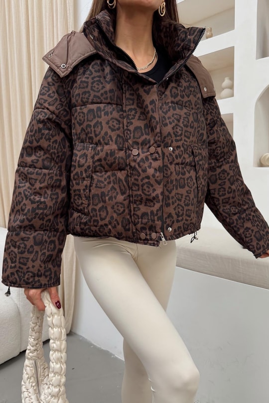 Kısa Leopar Şişme Mont LEOPAR DESEN
