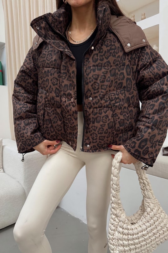 Kısa Leopar Şişme Mont LEOPAR DESEN