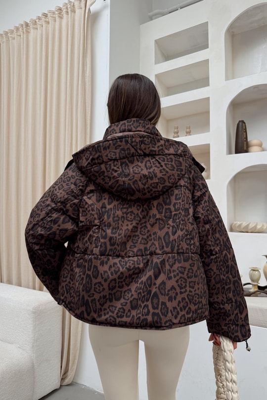 Kısa Leopar Şişme Mont LEOPAR DESEN