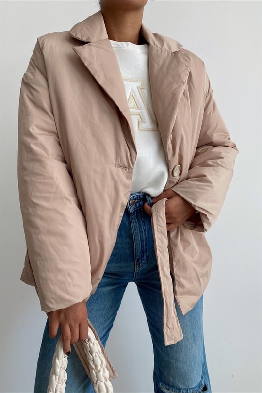 Kuşaklı Premium Şişme Mont Camel