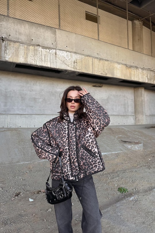 Leopar Puffer Mont Camel