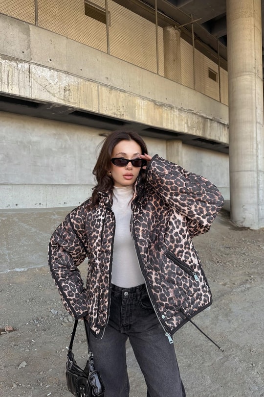 Leopar Puffer Mont Camel