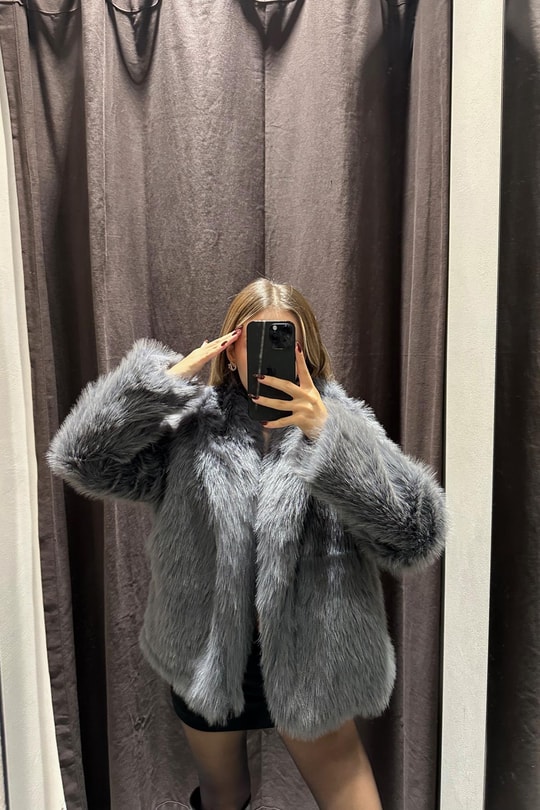 Luxury Suni Kürk Antrasit