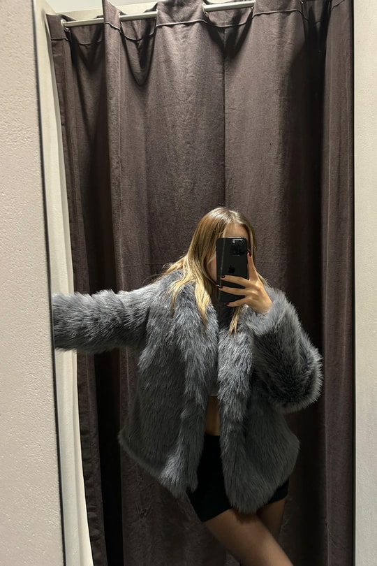 Luxury Suni Kürk Antrasit
