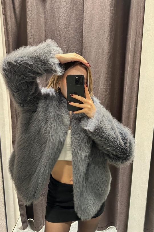 Luxury Suni Kürk Antrasit