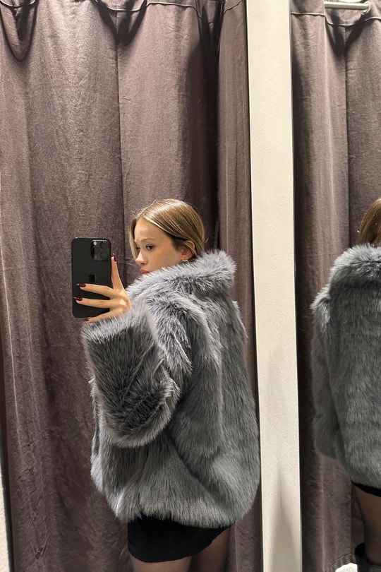 Luxury Suni Kürk Antrasit
