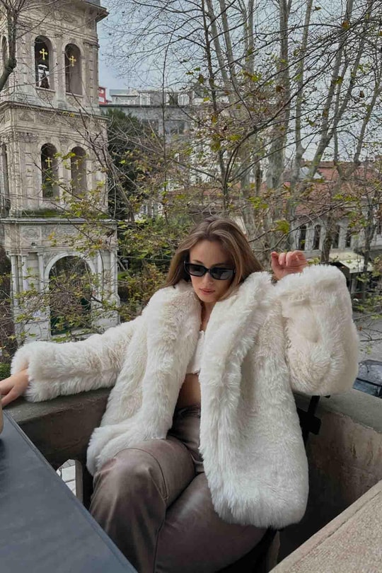 Luxury Suni Kürk Krem
