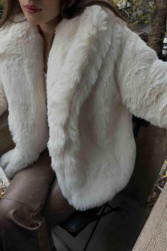 Luxury Suni Kürk Krem