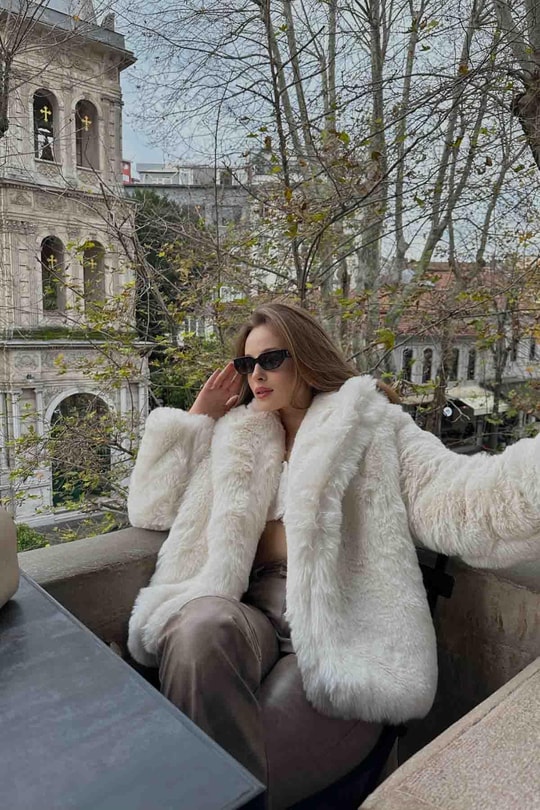 Luxury Suni Kürk Krem