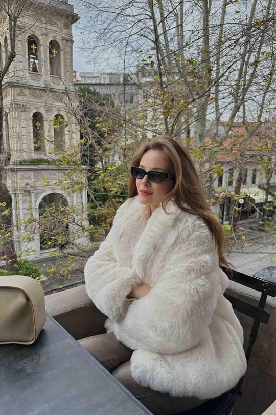 Luxury Suni Kürk Krem