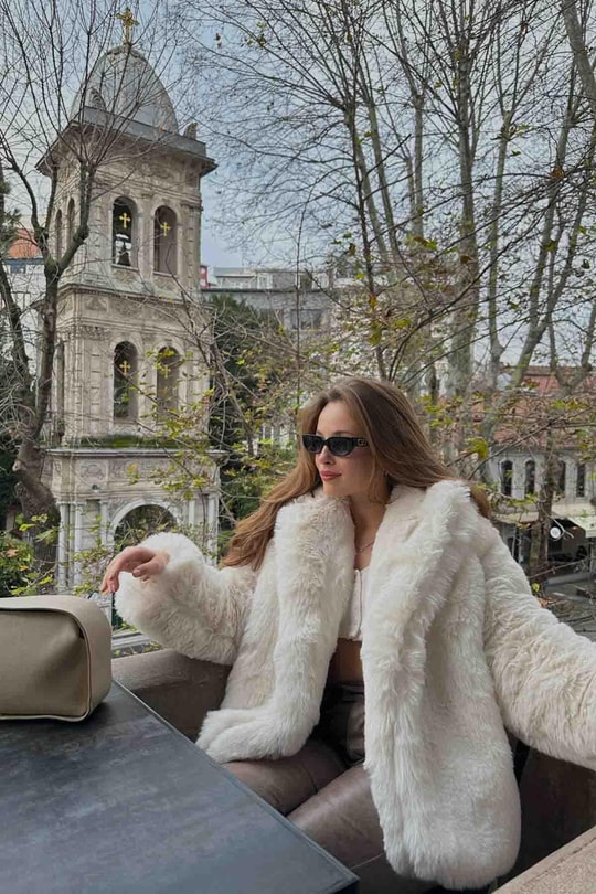 Luxury Suni Kürk Krem
