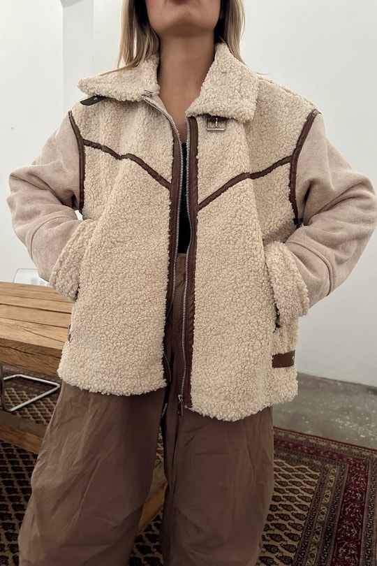 Nubuk Kol Teddy Biker Mont Bej