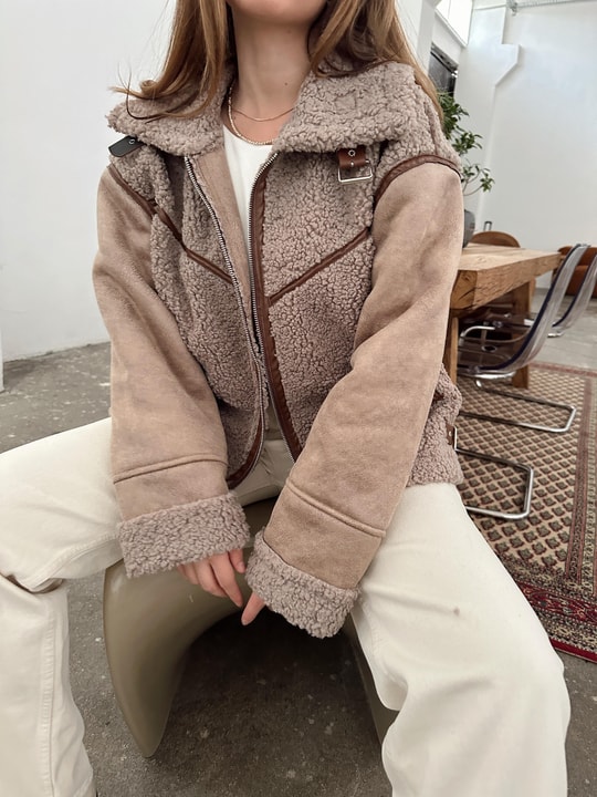 Nubuk Kol Teddy Biker Mont Vizon