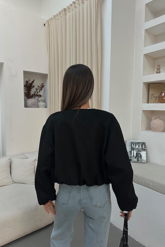 Süet Cepli Bomber Mont Siyah