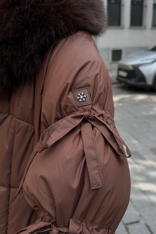 Yakası Kürklü Premium Mont Kahve