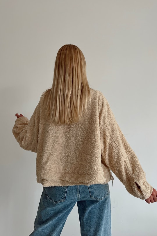 Yumoş Cepli Teddy Mont Krem