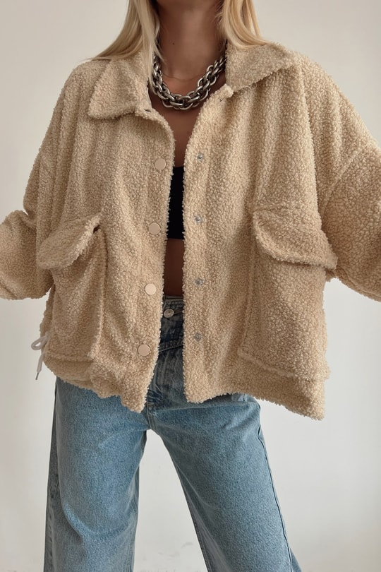 Yumoş Cepli Teddy Mont Krem