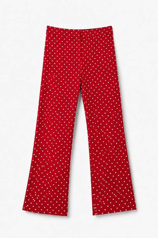 Puantiyeli Pantolon Kırmızı Pantolon