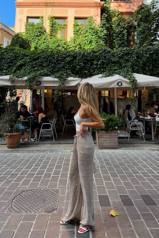 Pullu Pallazo Pantolon Taş Pantolon