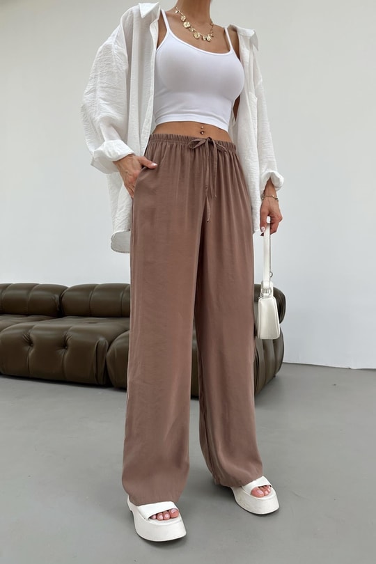 Bağcııklı Tensel Pantolon Camel