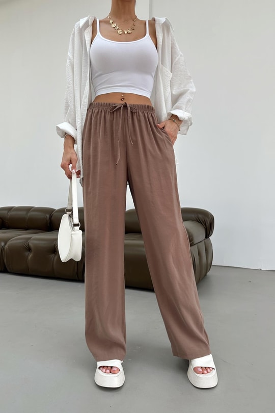 Bağcııklı Tensel Pantolon Camel