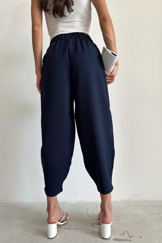Bağcıklı Balon Pantolon Lacivert