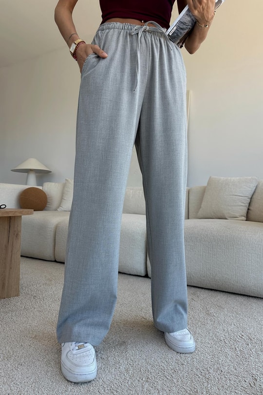 Bağcıklı Elegant Pantolon Gri