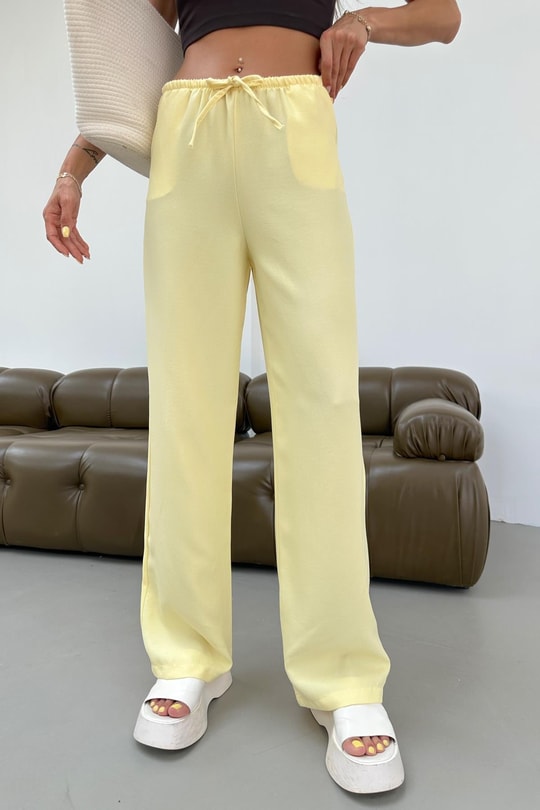 Bağcıklı Floud Pantolon Sarı