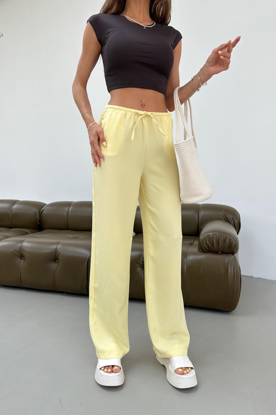 Bağcıklı Floud Pantolon Sarı
