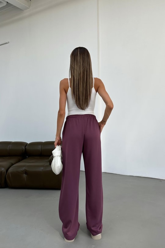 Bağcıklı Modal Pantolon Mürdüm