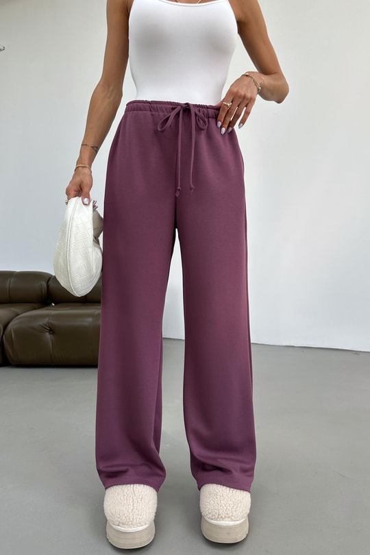 Bağcıklı Modal Pantolon Mürdüm
