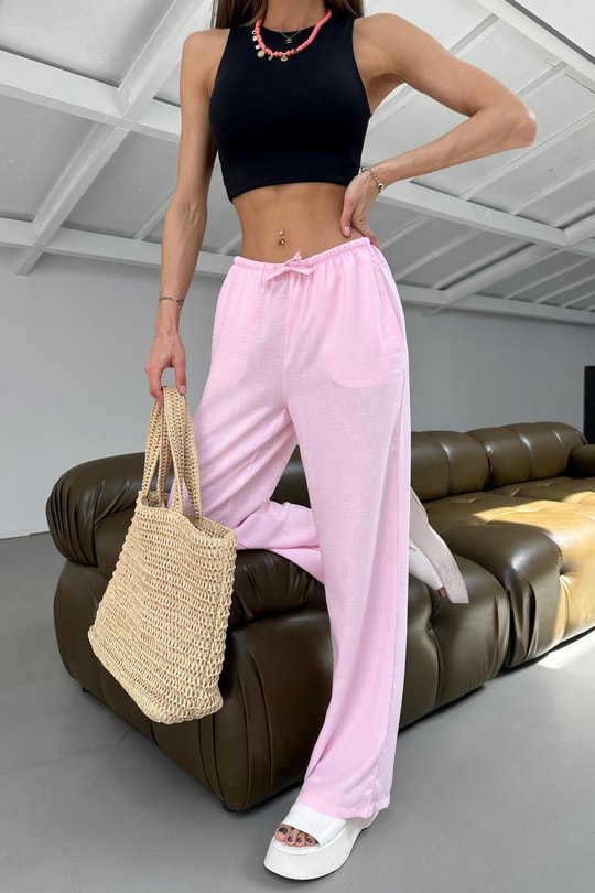 Bağcıklı Pantolon Pembe