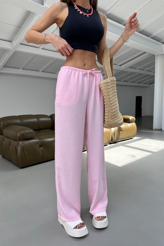 Bağcıklı Pantolon Pembe