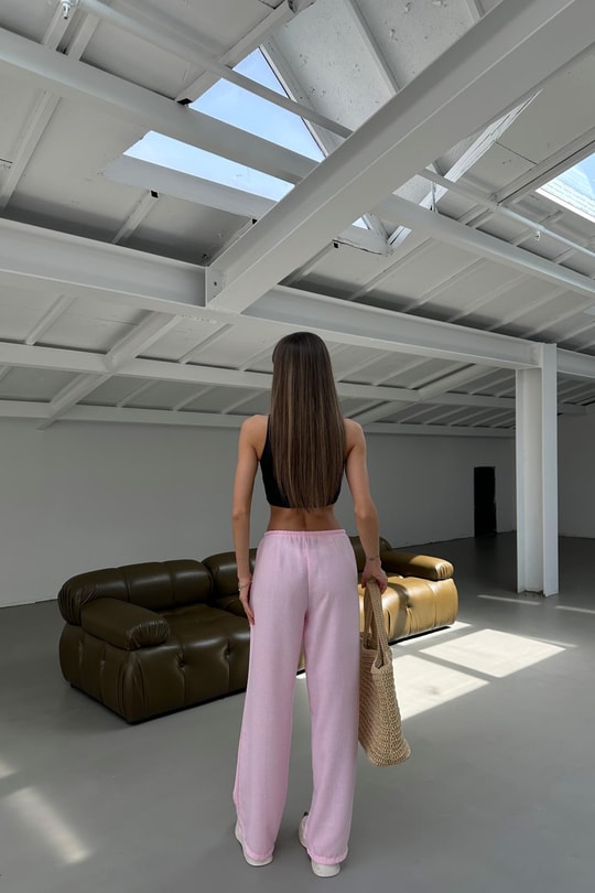 Bağcıklı Pantolon Pembe